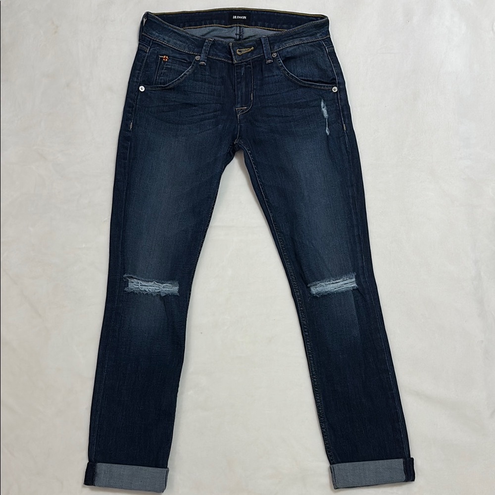 Hudson Jeans Dark Blue Ankle-Cropped Denim